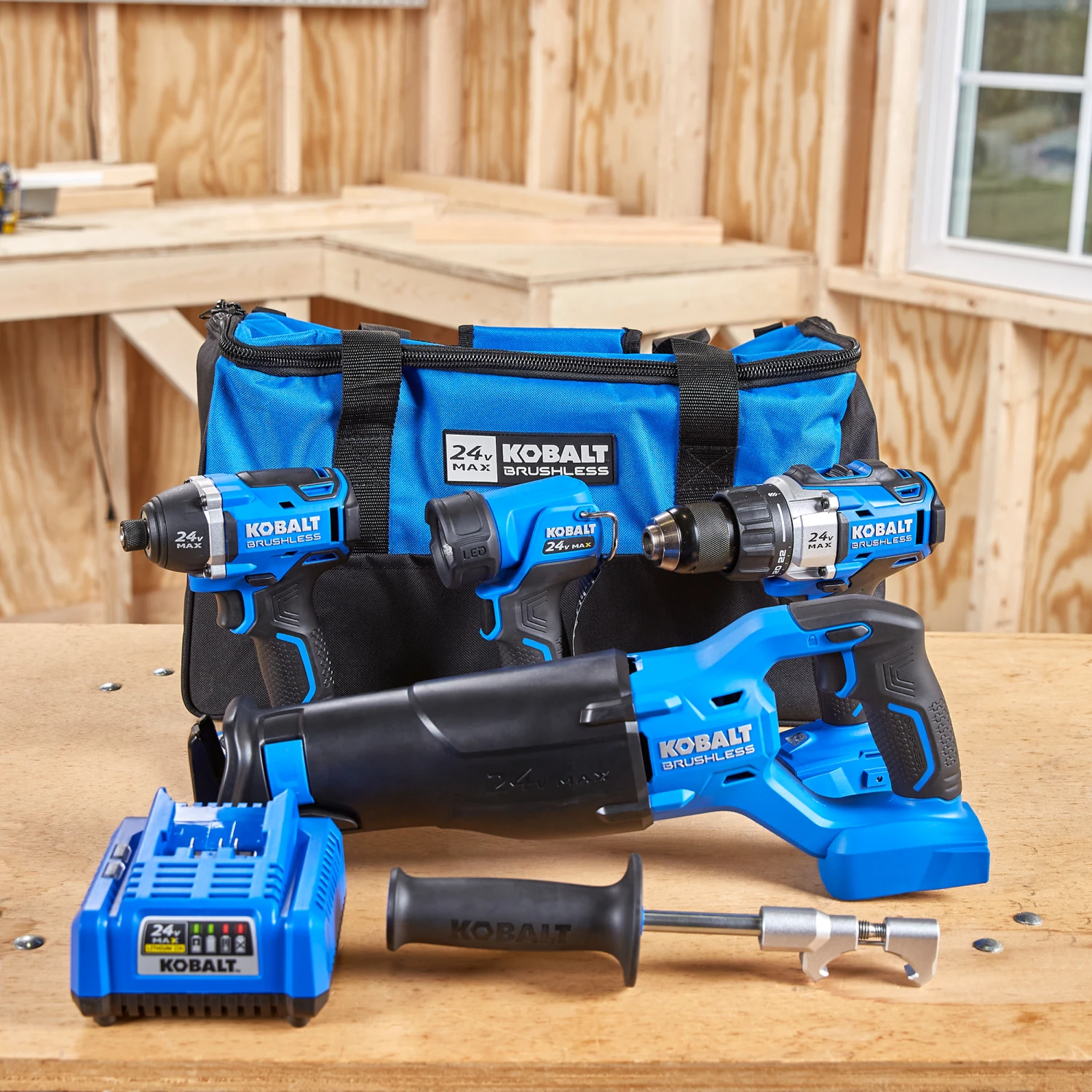 Kobalt 4-Tool 24-Volt Lithium Ion Brushless Power Tool Combo Kit with Soft Case with Battery and Charger Kobalt 4-Tool 24-Volt Lithium Ion Brushless Power Tool Combo Kit With Soft Case With Battery And Charger -Kobalt Tool Shop 672826 AlternateImage9