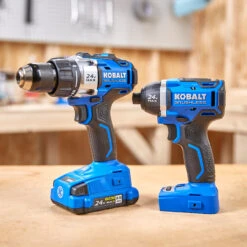 Kobalt 24-V Max Cordless Tools Combo - Drill-Driver And Impact Driver - Brushless Motor With Battery And Charger