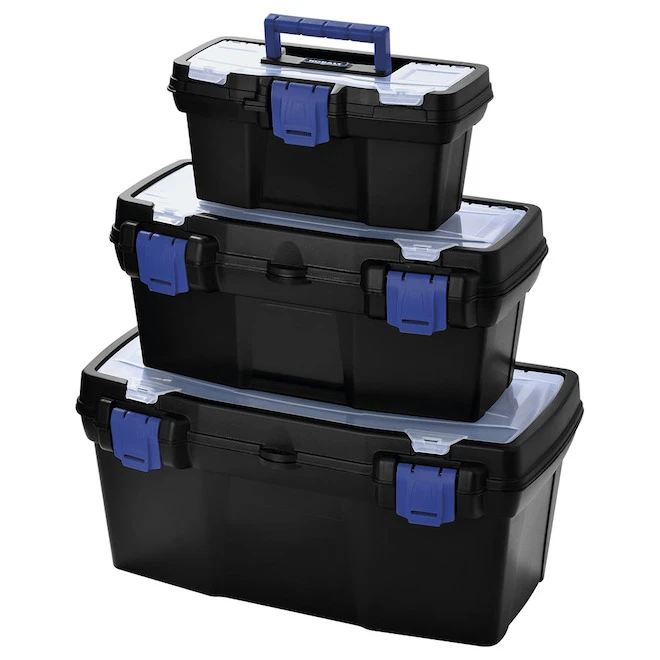 Kobalt 3-Pack Black Plastic Stackable Portable Tool Box Kobalt 3-Pack Black Plastic Stackable Portable Tool Box -Kobalt Tool Shop 72005001 L